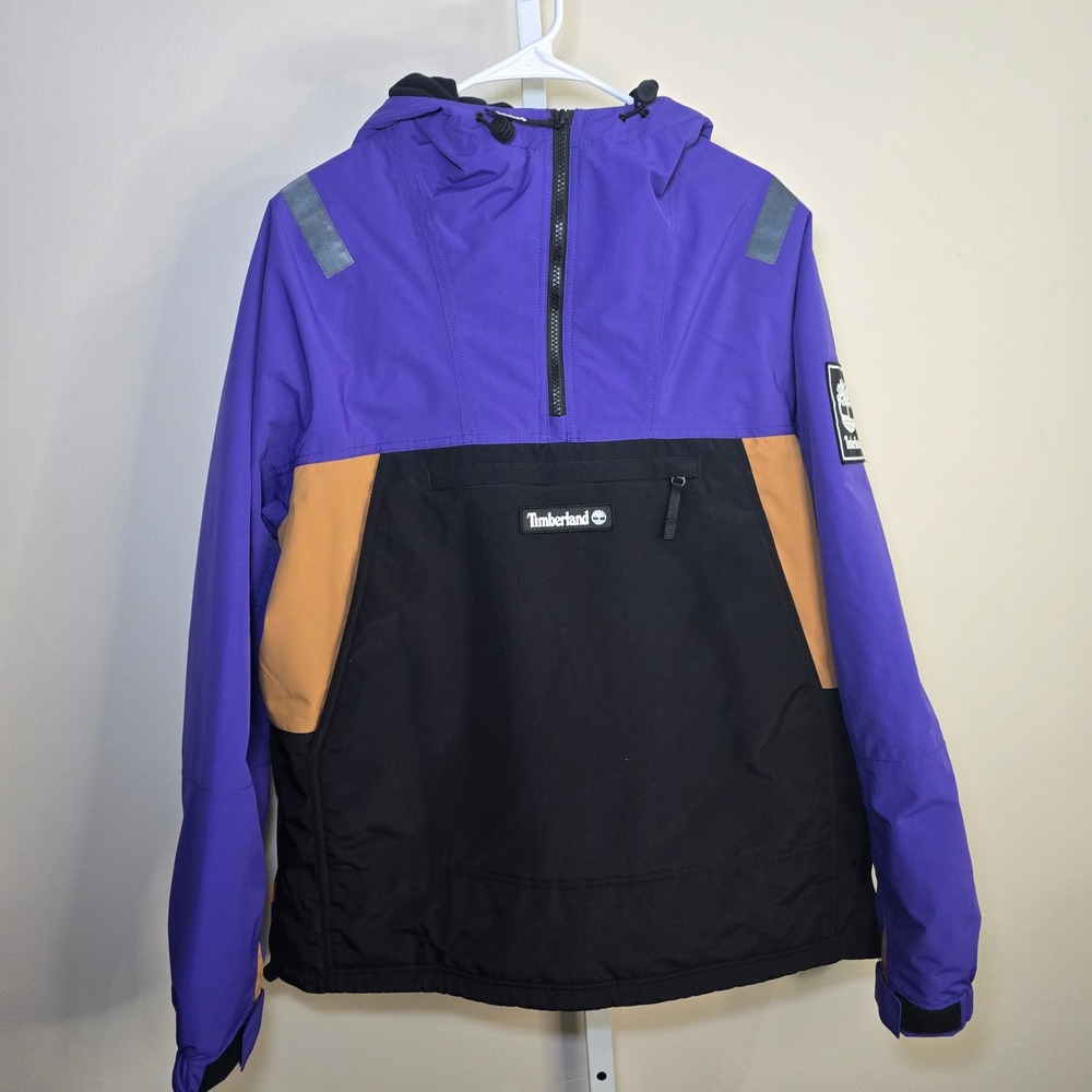 Timberland Mens Waterproof Anorak Jacket Purple Black Tan ReBOTL Pullover Medium